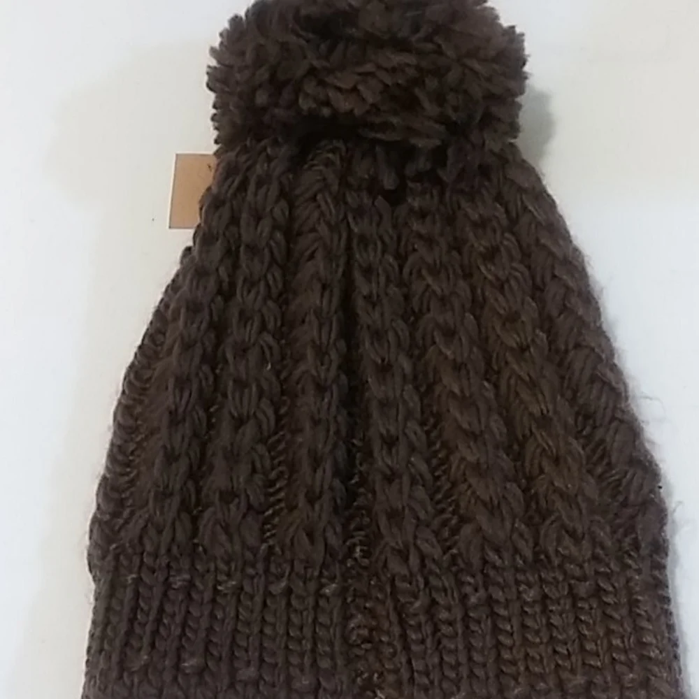 Brown Women's Winter Hat With Rhinestones